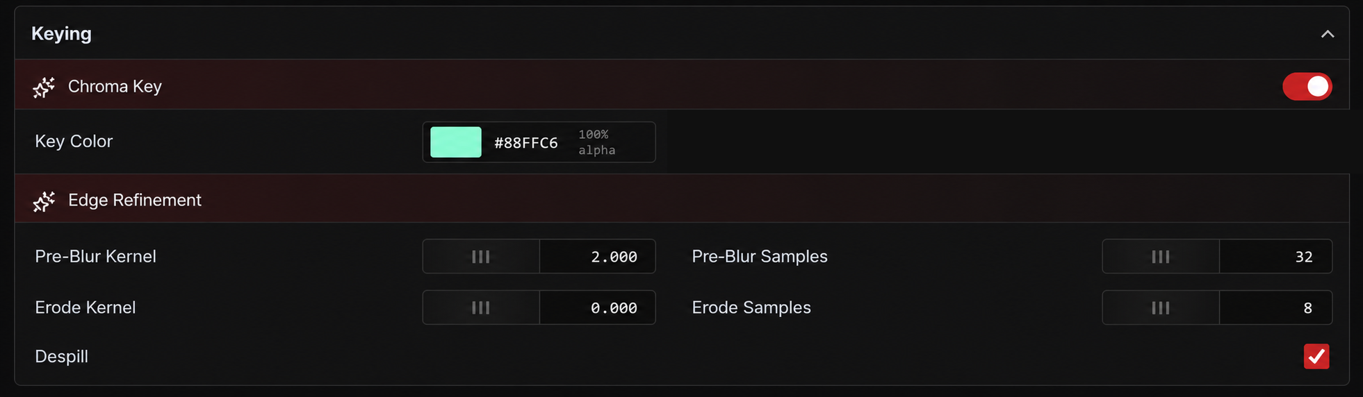 Chroma key and edge refinement in the Wyvern interface