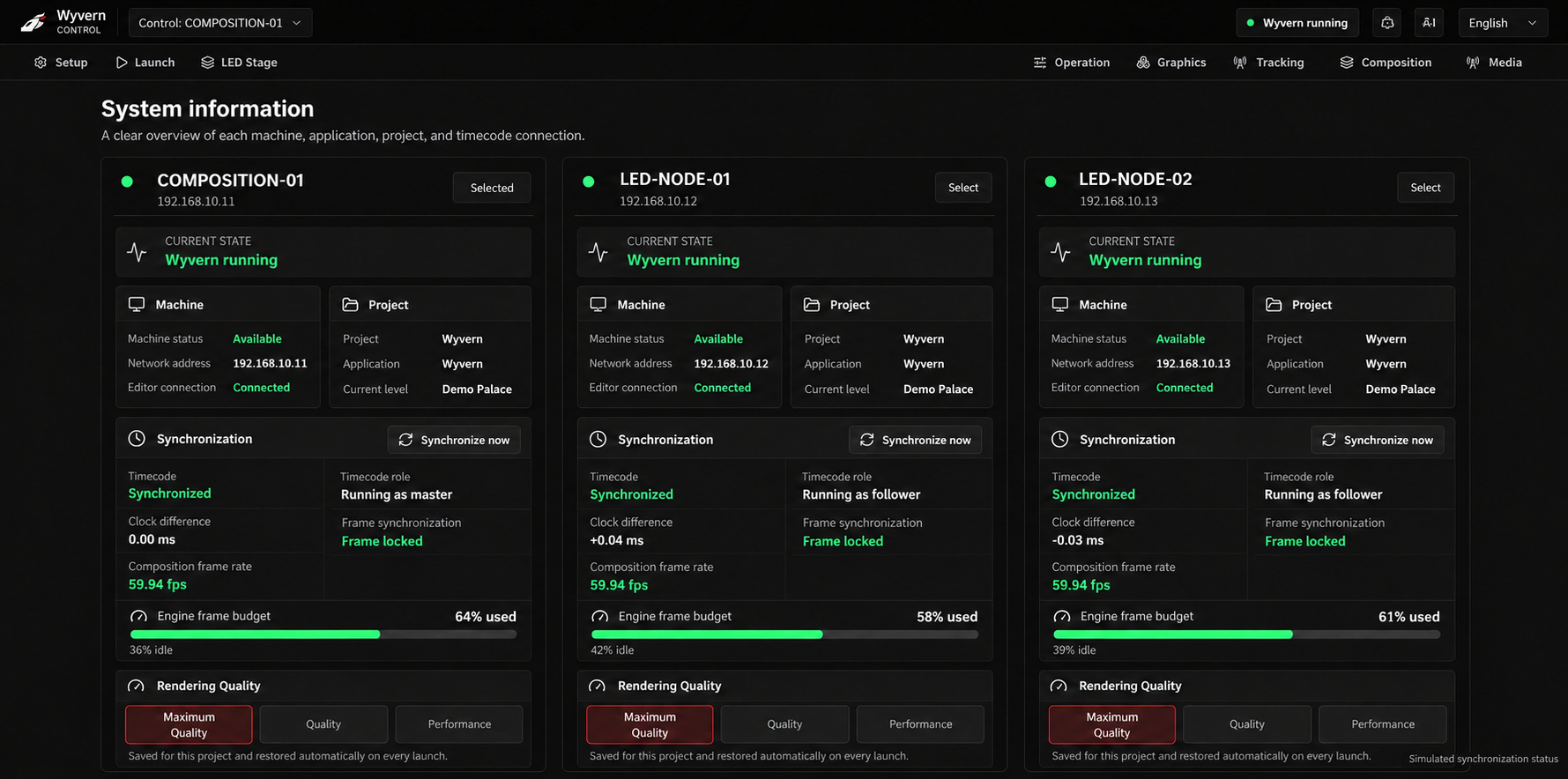 Engine states and synchronization in the Wyvern interface