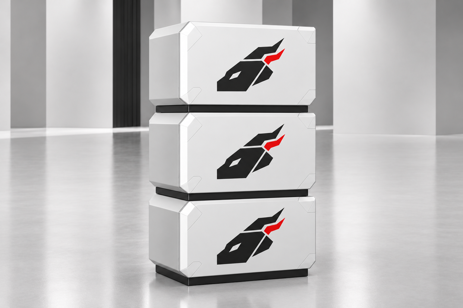 Three classic white Wyvern engines with the Wyvern logo