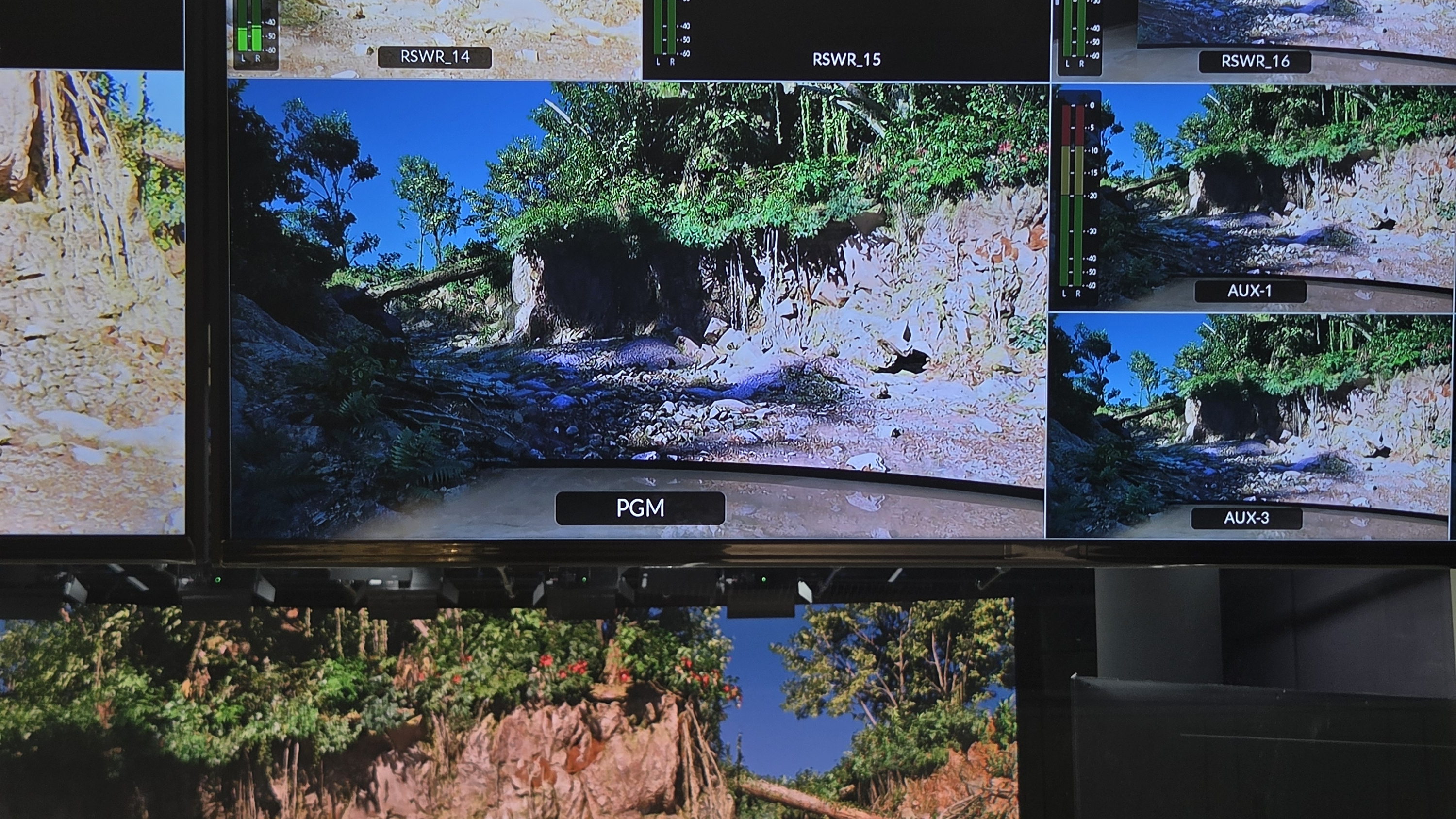 Original studio photograph showing the PGM monitor and the physical LED area beneath it