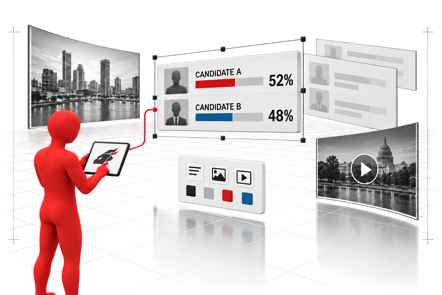 Live graphics and virtual-screen controls