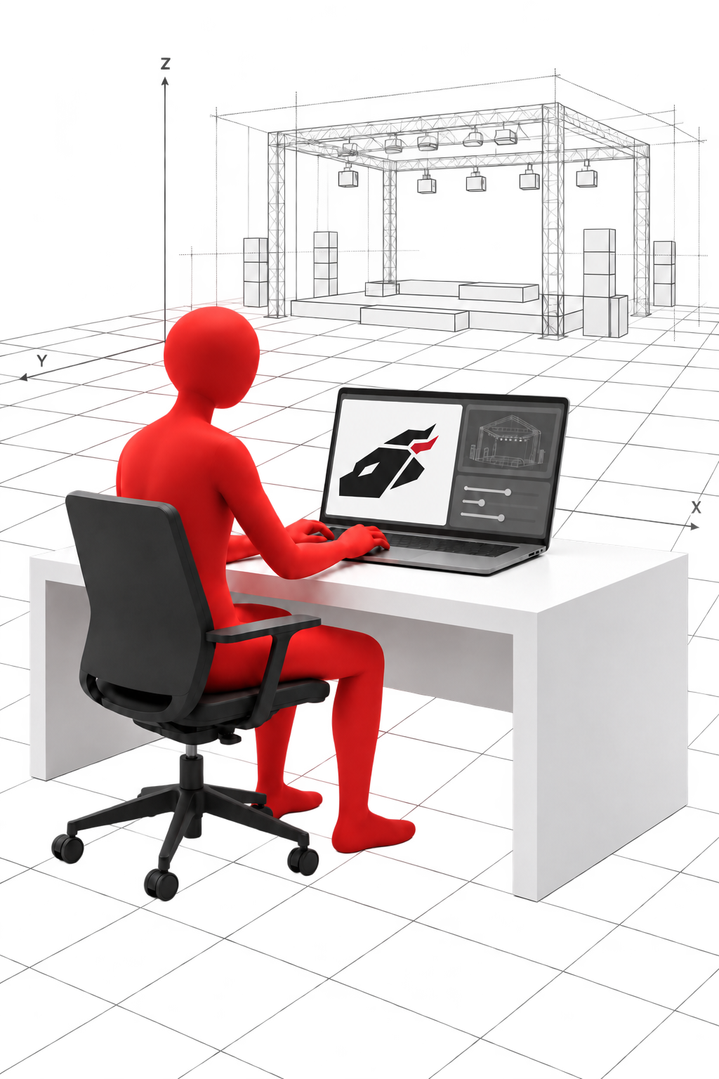 Operator using a laptop