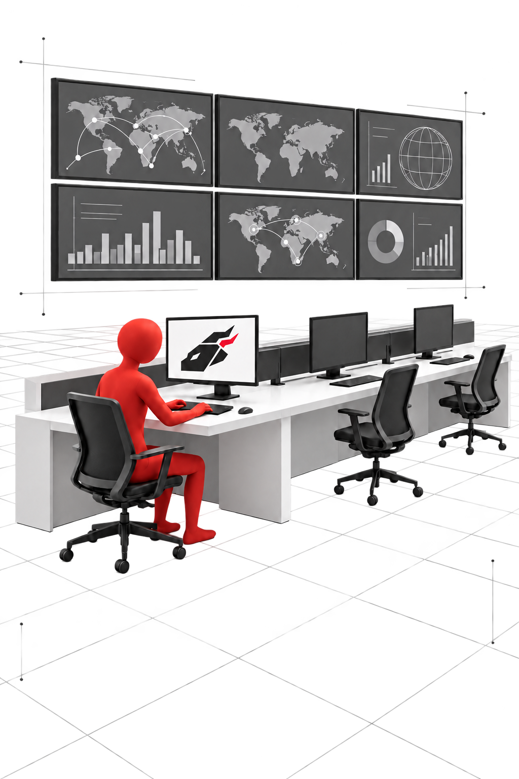 Operator at a newsroom desk